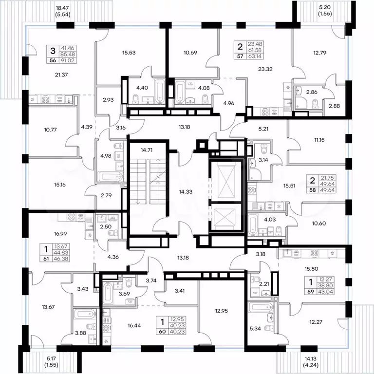 3-к. квартира, 91 м, 3/8 эт. - Фото 1