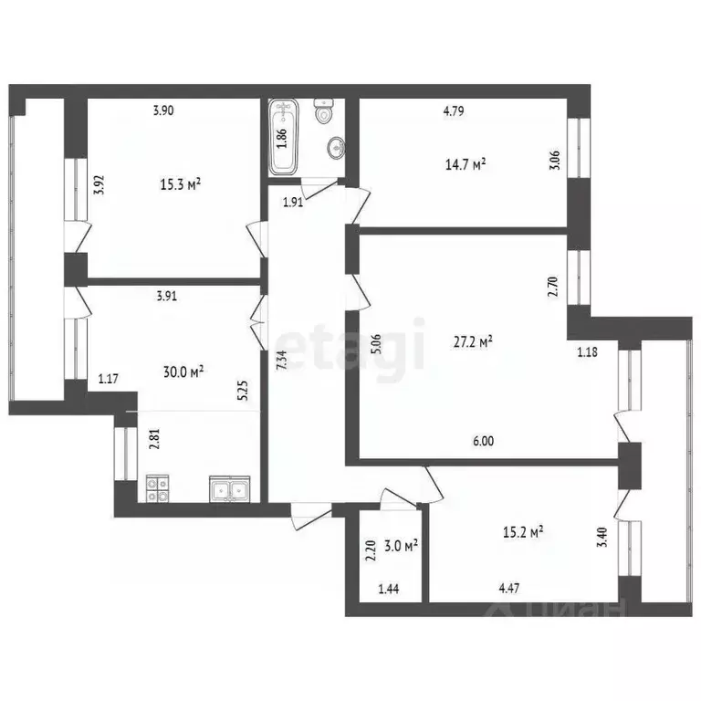 4-к кв. Тюменская область, Тюмень Новосибирская ул., 50 (118.0 м) - Фото 1