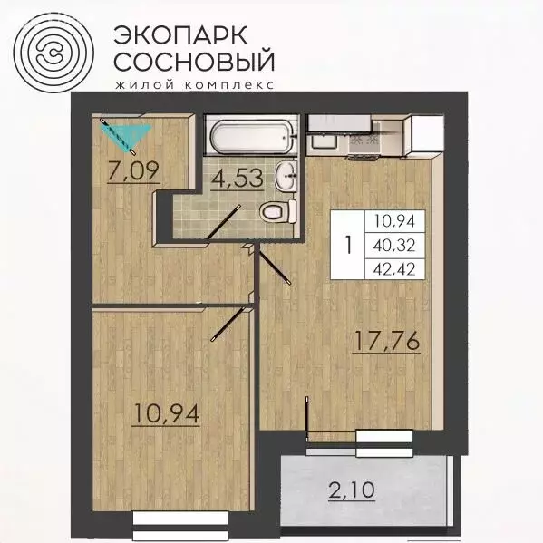 1-комнатная квартира: Пермь, улица Борцов Революции, 1Ак3 (40.2 м) - Фото 0