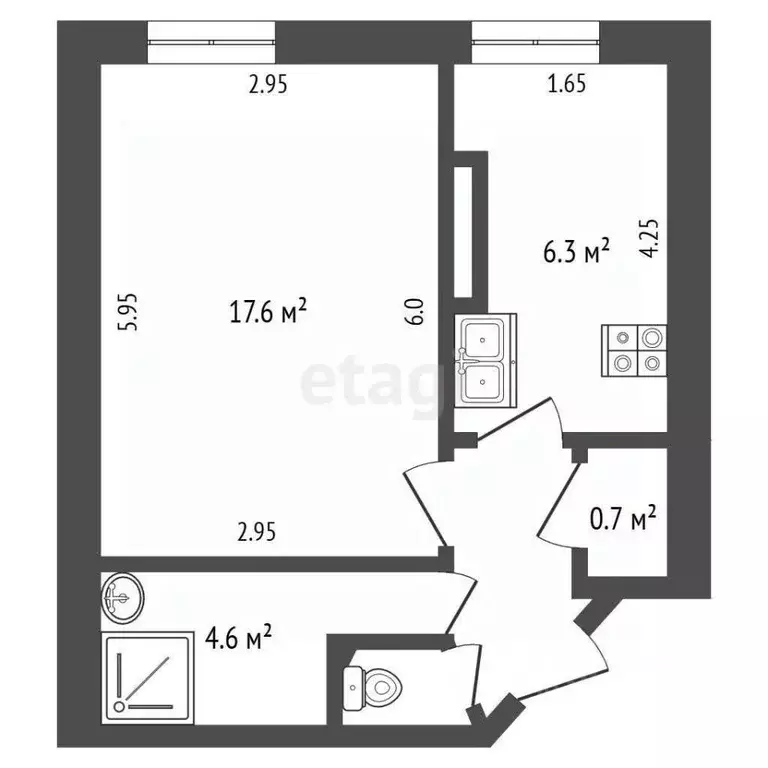 1-к кв. Крым, Феодосия ул. Ленина, 16 (35.9 м) - Фото 2