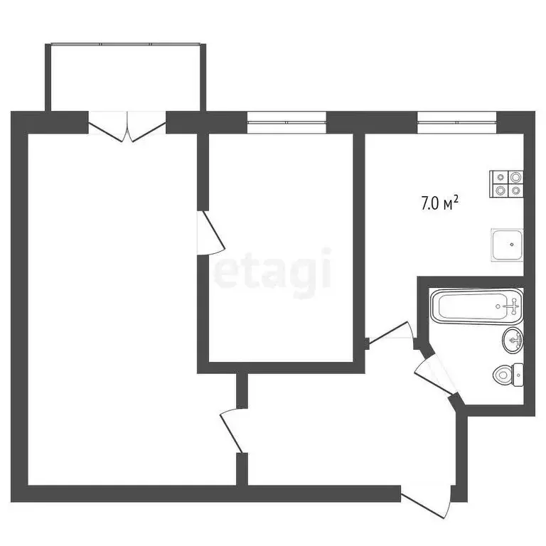 2-комнатная квартира: Ялта, Московская улица, 37 (42.7 м) - Фото 0