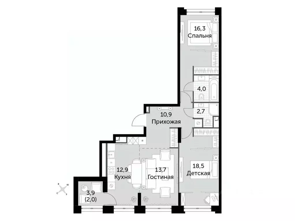 3-к кв. Москва Шелепихинская наб., 40к2 (79.0 м) - Фото 2