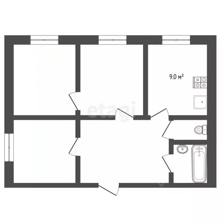 3-к кв. Ямало-Ненецкий АО, Муравленко ул. Нефтяников, 29 (65.0 м) - Фото 1