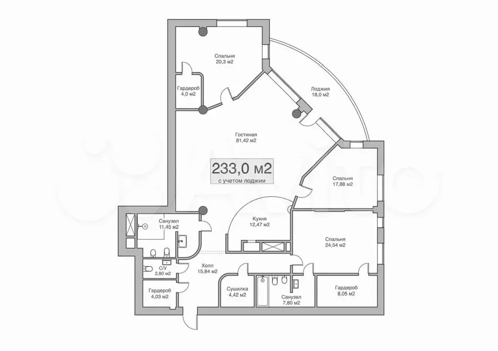 4-к. квартира, 215 м, 18/26 эт. - Фото 0