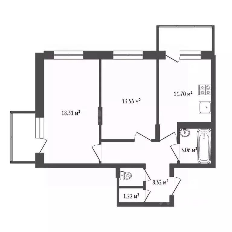 2-к кв. Воронежская область, Воронеж Острогожская ул., 156/1 (60.67 м) - Фото 2