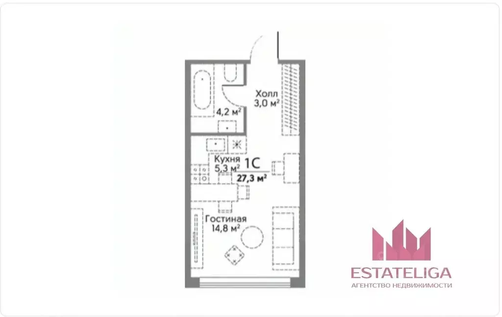 Студия Москва Мосфильмовская ул., 100 (27.3 м) - Фото 2