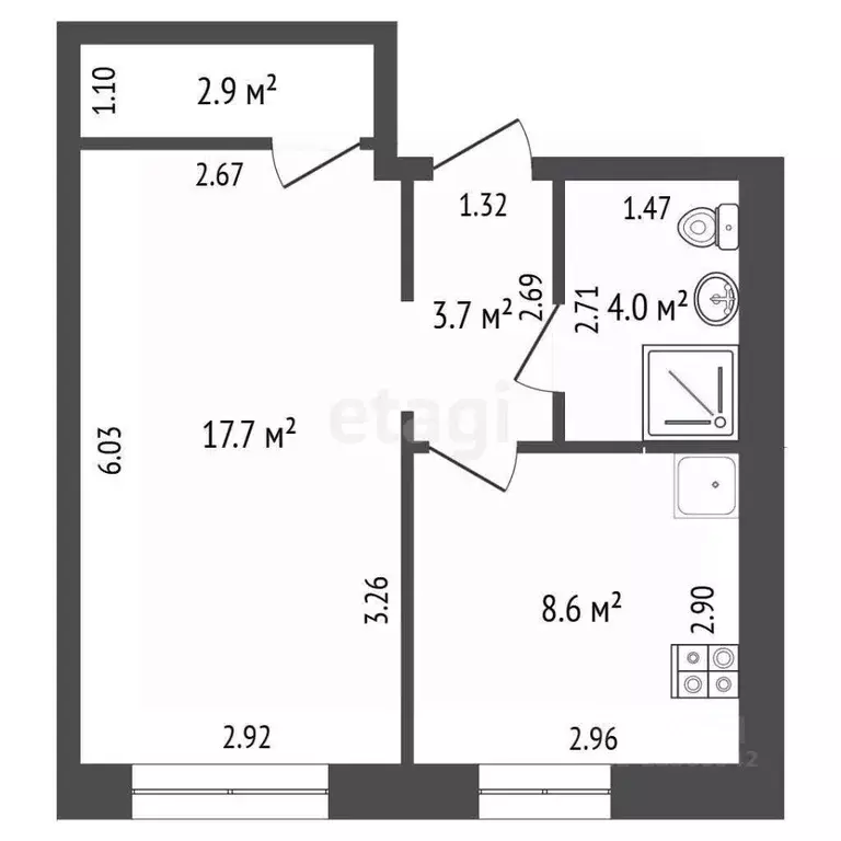 1-к кв. Кемеровская область, Промышленная пгт ул. Тельмана, 13А (36.9 ... - Фото 1