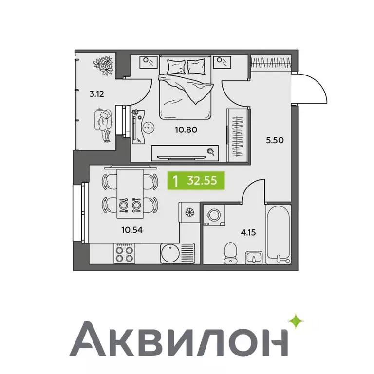 1-к кв. Архангельская область, Северодвинск  (32.55 м) - Фото 0