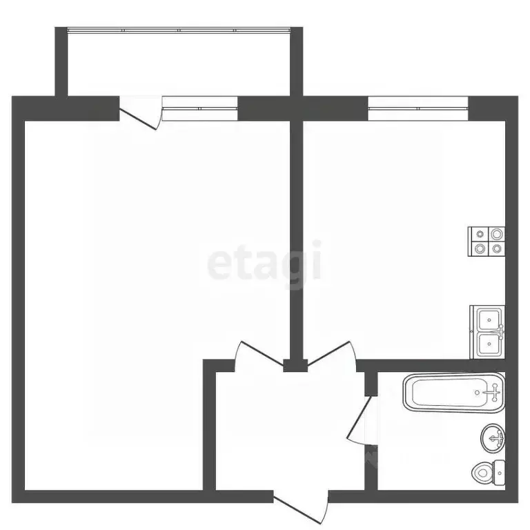 1-к кв. Тамбовская область, Тамбов ул. имени Фрунзе, 47 (32.8 м) - Фото 2