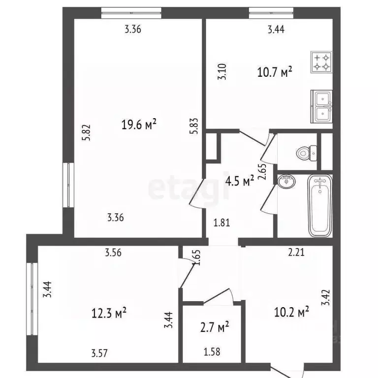 2-к кв. Санкт-Петербург пос. Парголово, Юкковское ш., 8к2 (63.2 м) - Фото 2