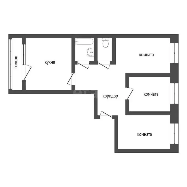 3-комнатная квартира: Лесниково, микрорайон КГСХА, 7 (61.9 м) - Фото 0