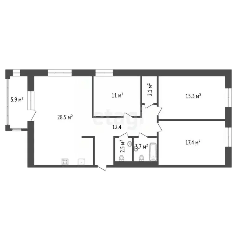 4-к кв. Красноярский край, Красноярск Судостроительная ул., 88 (98.8 ... - Фото 1