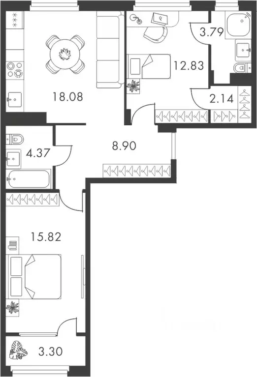 2-к кв. Тульская область, Тула ул. Карпова, 103А (69.23 м) - Фото 0