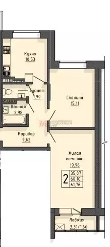 Продаётся 2-к квартира, 61.67 м - Фото 1