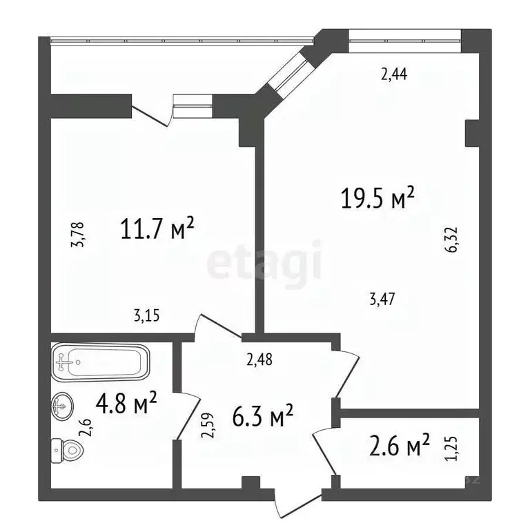 1-к кв. Красноярский край, Красноярск ул. Мичурина, 2Ж (45.0 м) - Фото 1