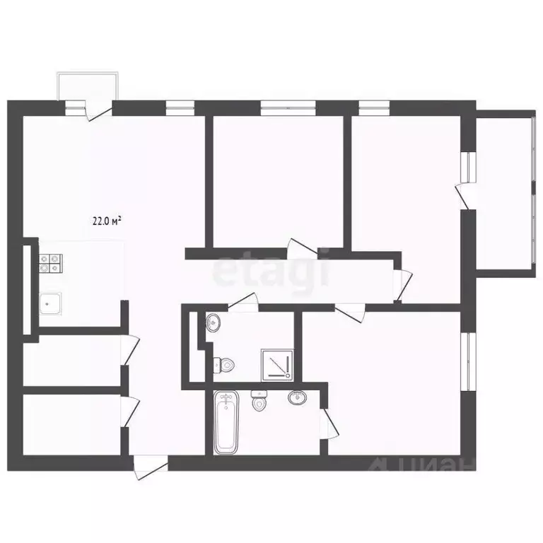 4-к кв. Тюменская область, Тюмень ул. Александра Протозанова, 6 (87.1 ... - Фото 2