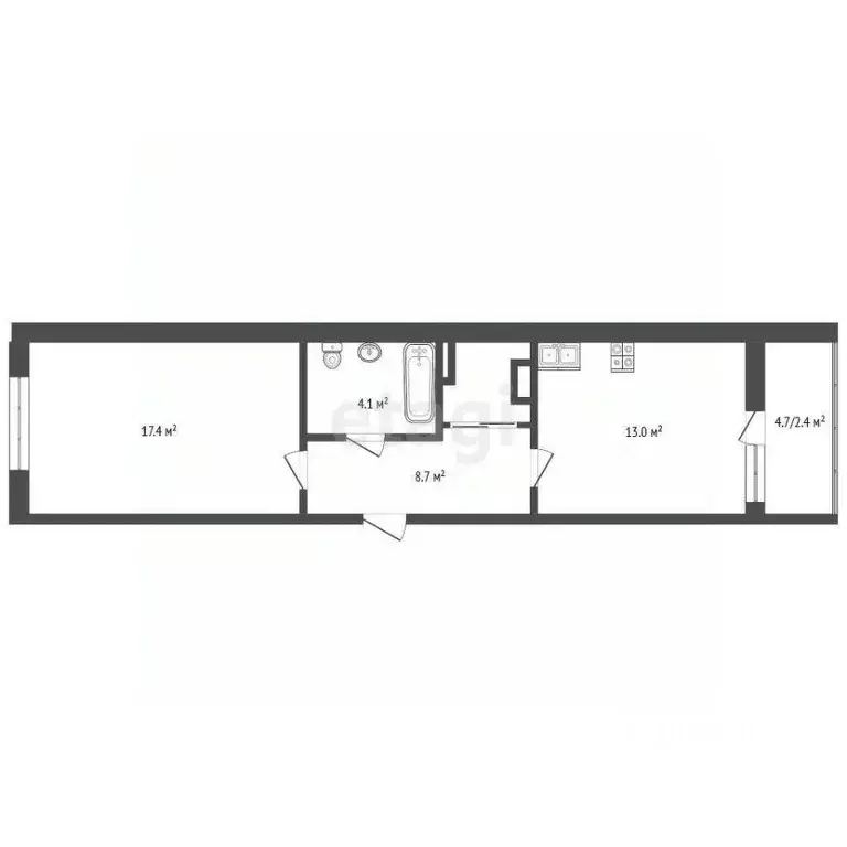 1-к кв. Калининградская область, Светлогорск Дачная ул., 6 (45.2 м) - Фото 1