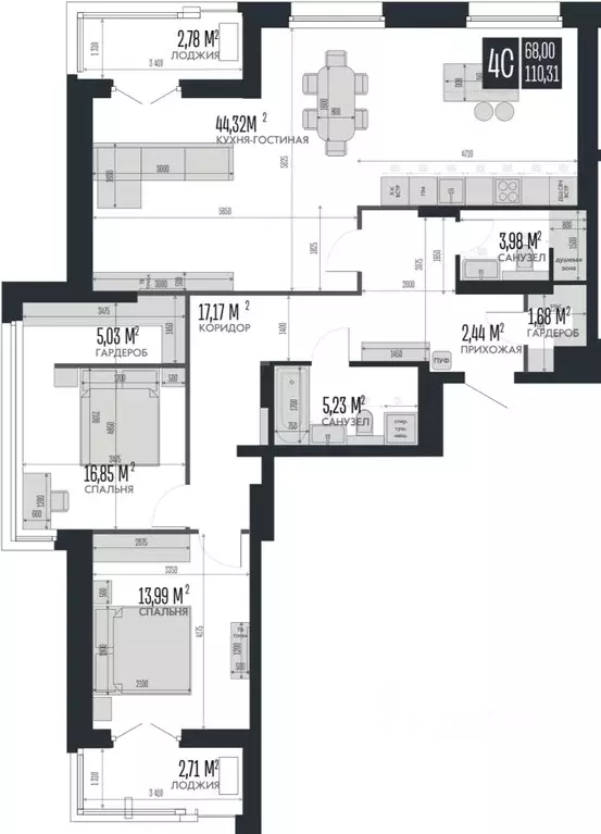 4-к кв. Алтайский край, Барнаул Опера Резиденс жилой комплекс, БС3 ... - Фото 1