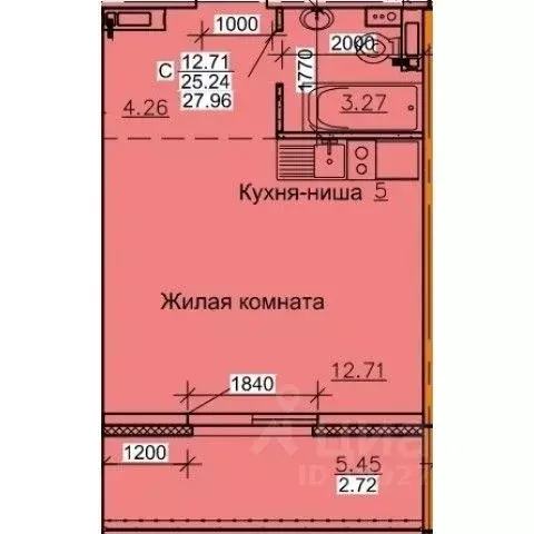 Студия Алтайский край, Барнаул ул. Союза Республик (27.96 м) - Фото 0