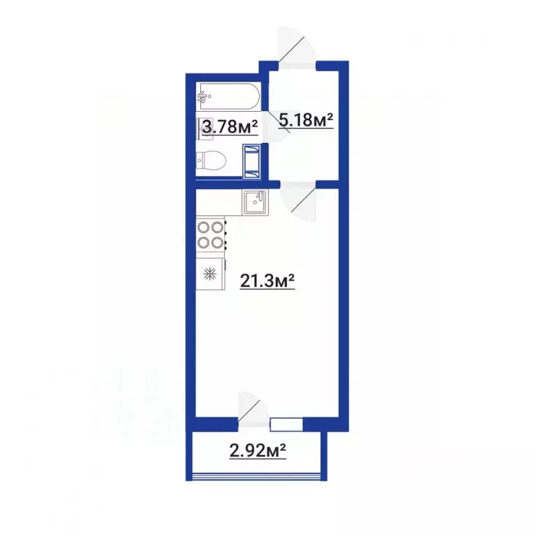 Студия Санкт-Петербург Богатырский просп., 2А (31.0 м) - Фото 2