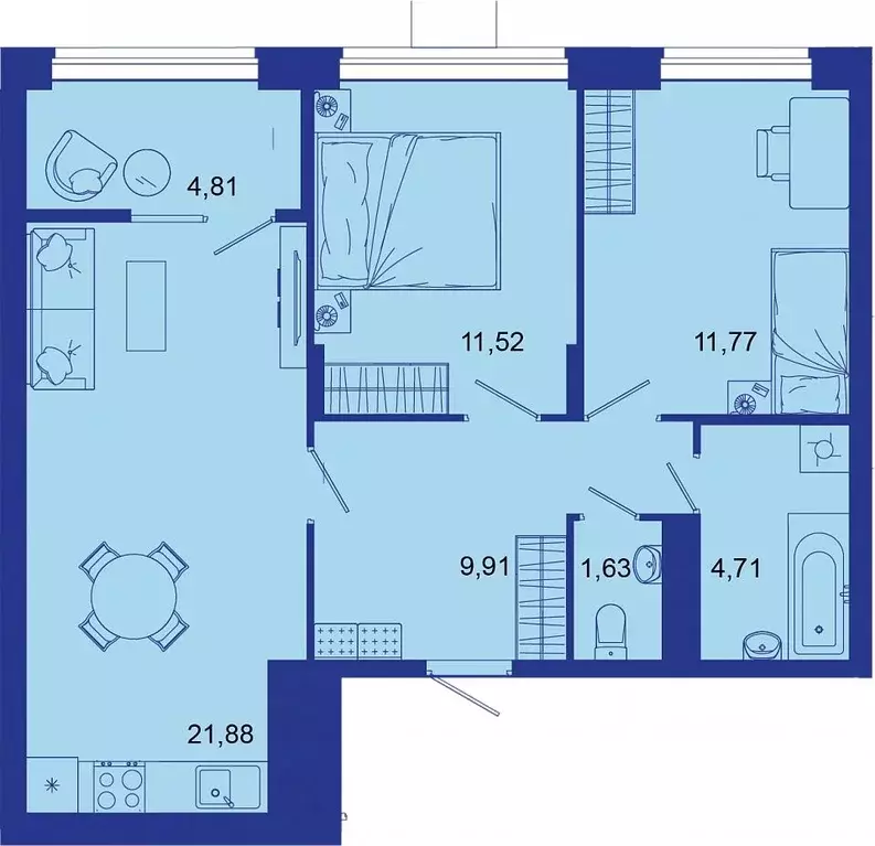 3-к кв. Брянская область, Брянск Советская ул., 124 (66.0 м) - Фото 1