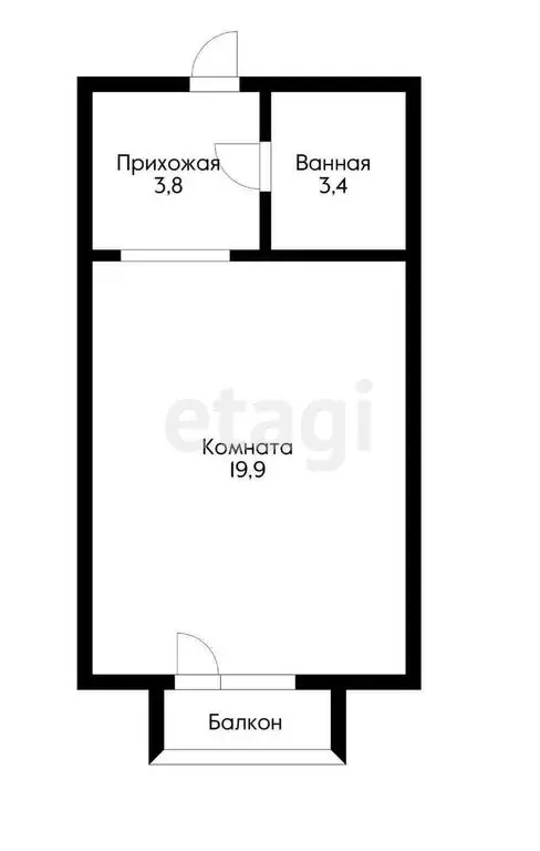 Квартира-студия: Знаменский, Берёзовая улица, 1 (27.1 м) - Фото 0