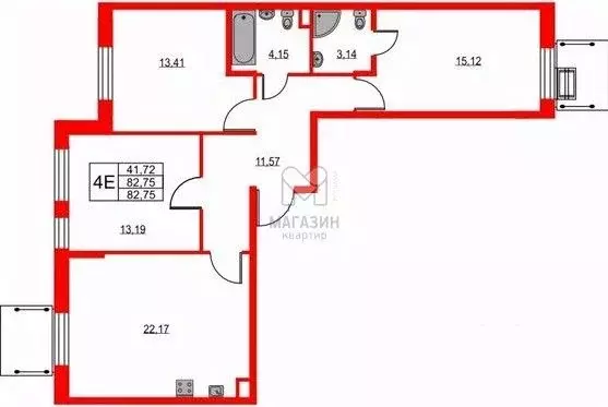 3-к кв. Санкт-Петербург Парашютная ул., 79к1 (82.7 м) - Фото 1