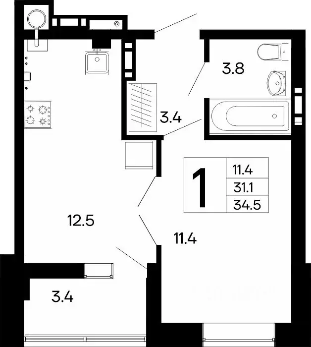 1-к кв. Крым, Феодосия ш. Симферопольское, 48к1 (34.5 м) - Фото 0
