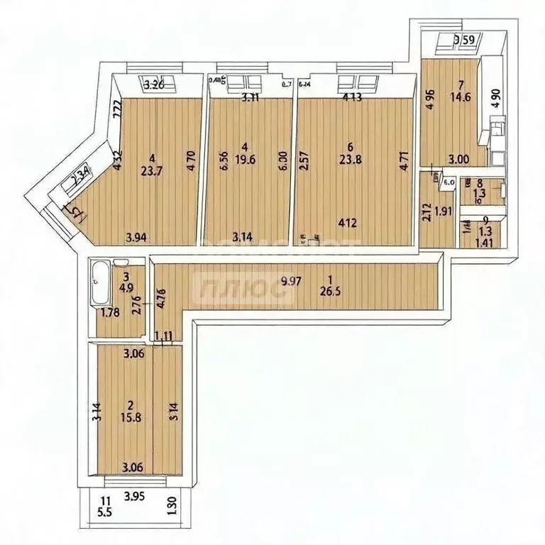 4-к кв. Башкортостан, Уфа ул. Октябрьской Революции, 62/1 (133.3 м) - Фото 2