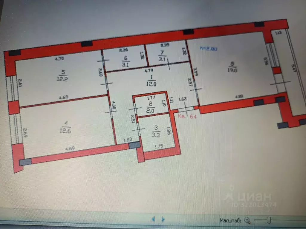 2-к кв. Нижегородская область, Арзамас ул. Карла Маркса, 61 (70.0 м) - Фото 1
