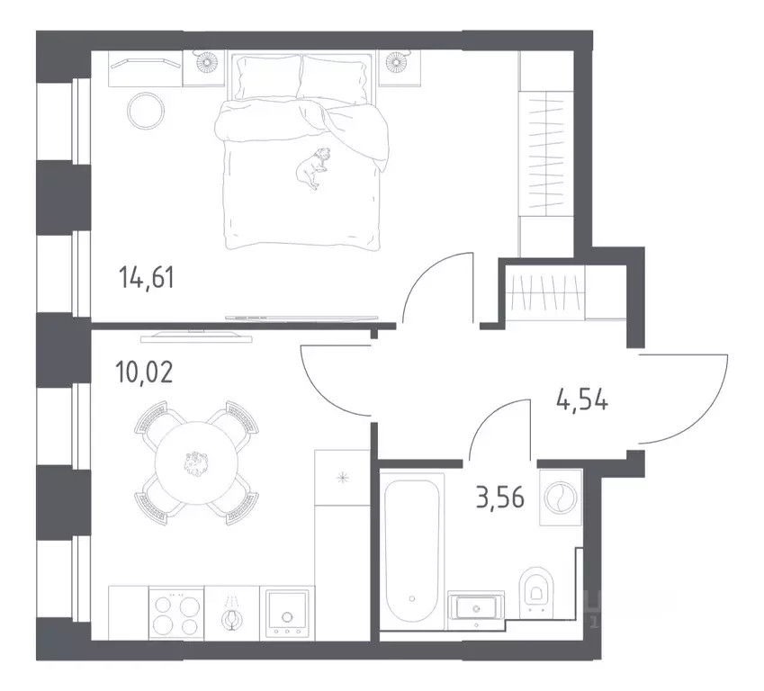 1-к кв. Татарстан, Казань Зилант Премьер жилой комплекс (32.73 м) - Фото 1