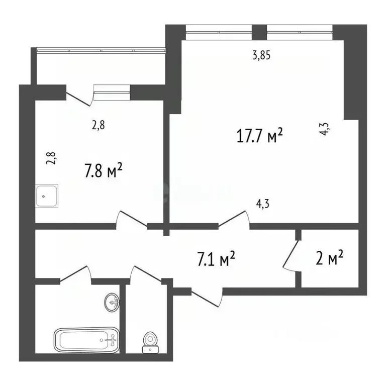 1-к кв. Красноярский край, Красноярск ул. Белинского, 1 (39.6 м) - Фото 2