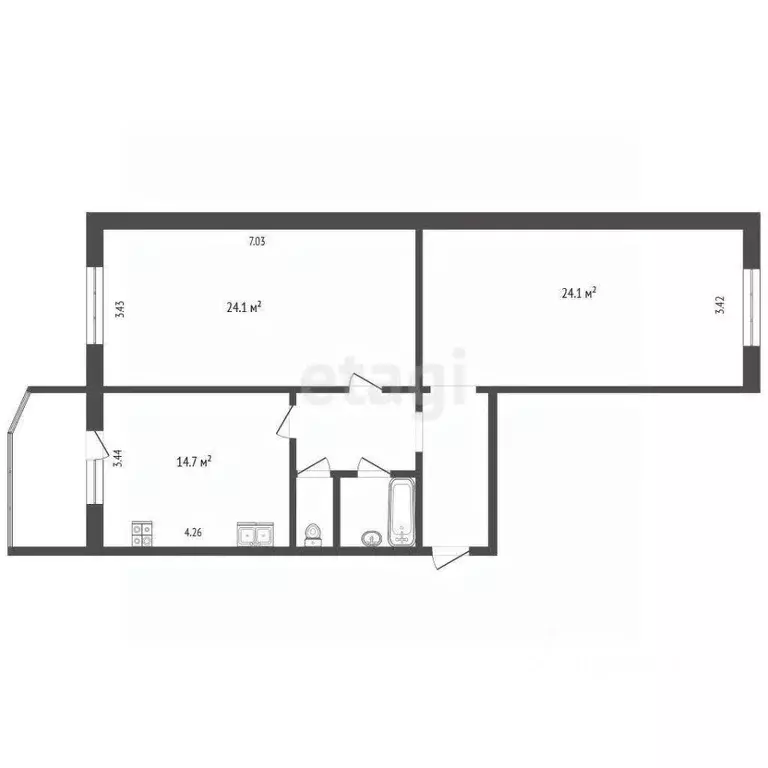 2-к кв. Ханты-Мансийский АО, Сургутский район, Федоровский городское ... - Фото 2