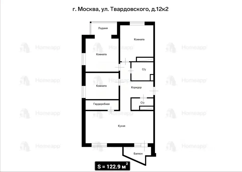 4-к кв. Москва ул. Твардовского, 12к2 (123.0 м) - Фото 2