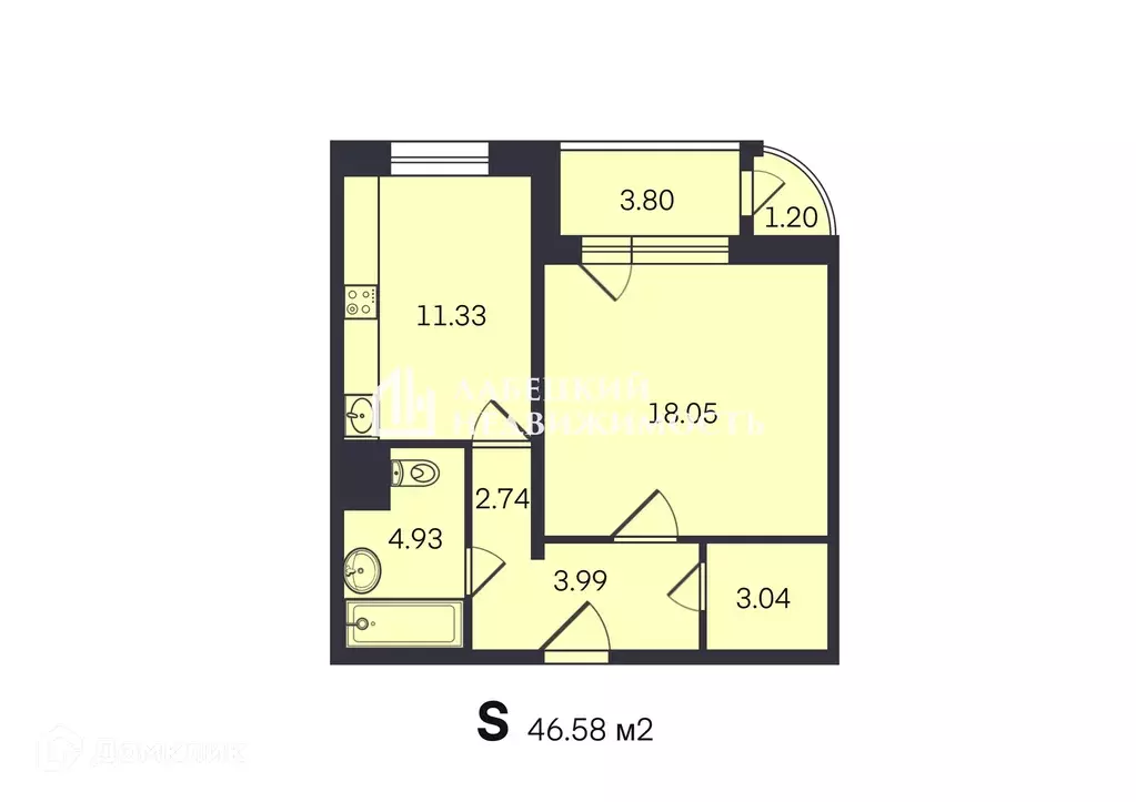 Продаётся 1-к квартира, 44.2 м - Фото 1