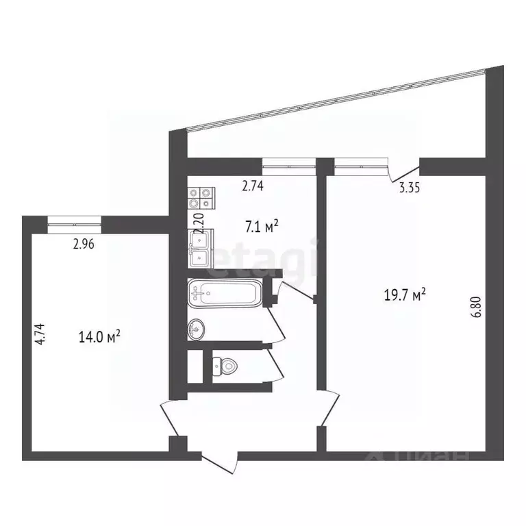 2-к кв. Москва Шоссейная ул., 42 (52.2 м) - Фото 1