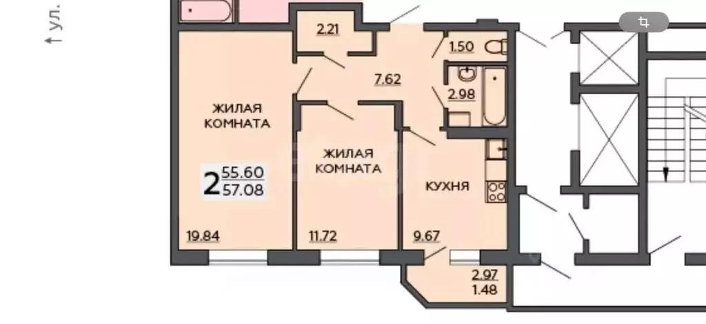 2-к кв. Воронежская область, Воронеж ул. Саврасова, 86 (55.3 м) - Фото 2