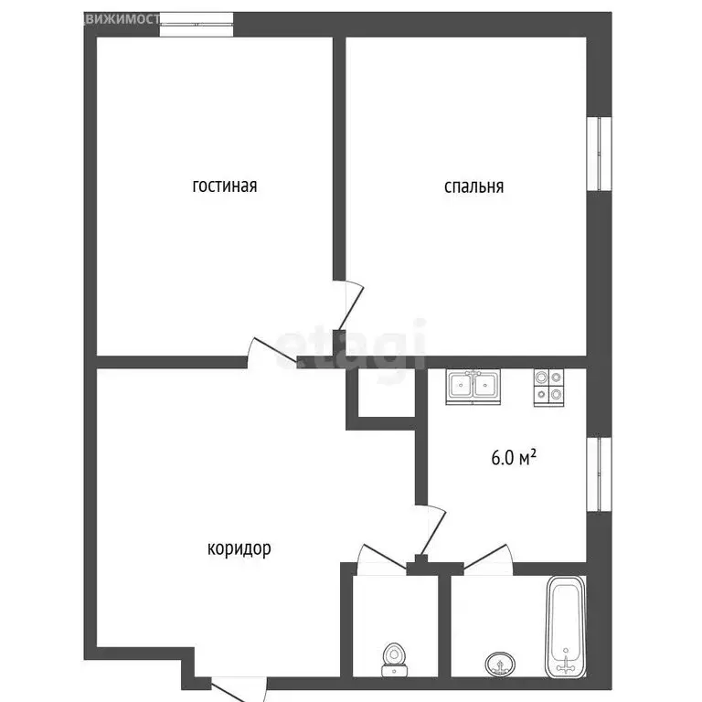 2-комнатная квартира: Бугульма, улица 14 Павших, 69 (37.7 м) - Фото 1