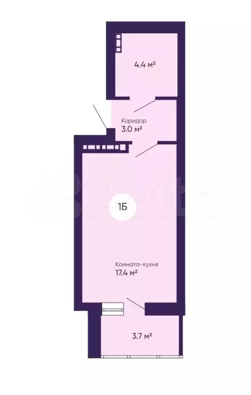 Квартира-студия, 24,7 м, 12/25 эт. - Фото 0