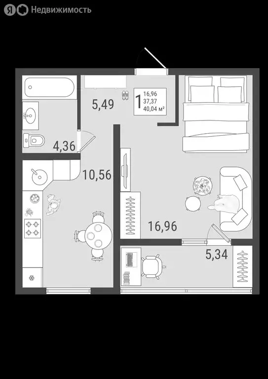 1-комнатная квартира: Тольятти, Приморский бульвар, 54 (40 м) - Фото 0