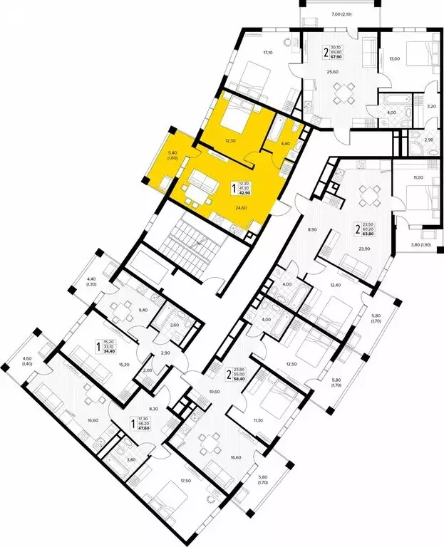 1-комнатная квартира: Сукко, жилой комплекс Кипарис (42.9 м) - Фото 1