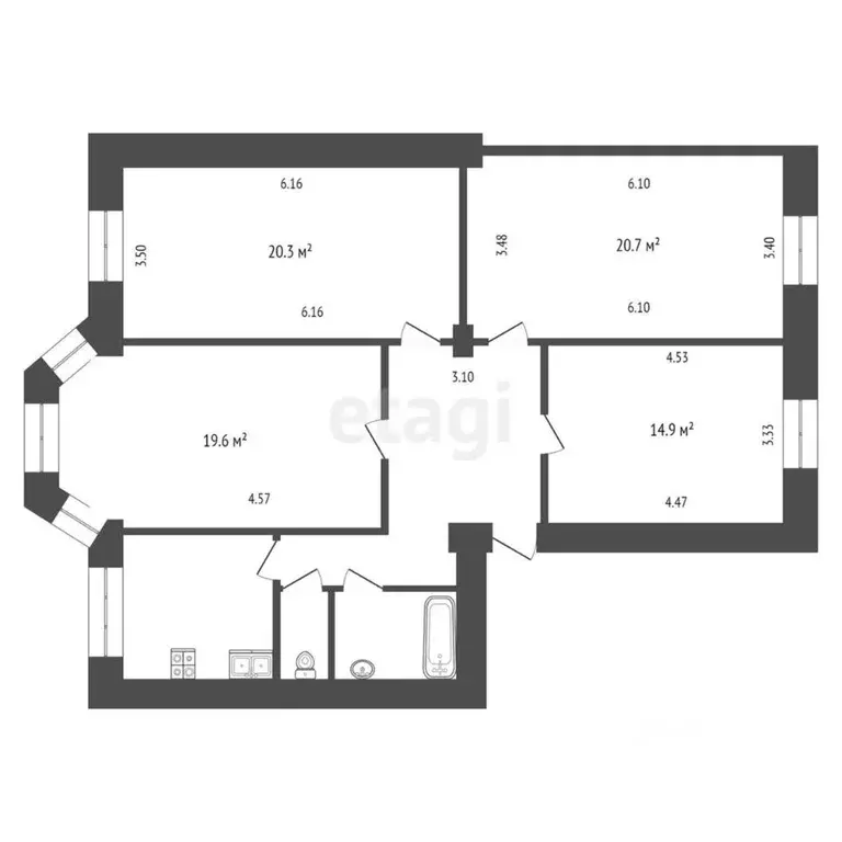 Комната Москва Измайловский бул., 60/10 (75.5 м) - Фото 1