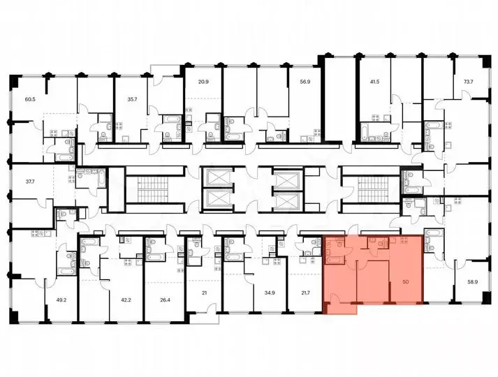 2-к. квартира, 50м, 5/32эт. - Фото 1