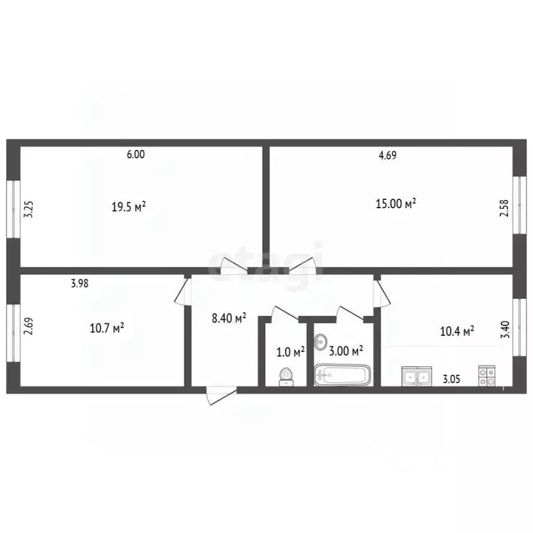 3-к кв. Ямало-Ненецкий АО, Новый Уренгой Молодежная ул., 17Б (70.0 м) - Фото 2