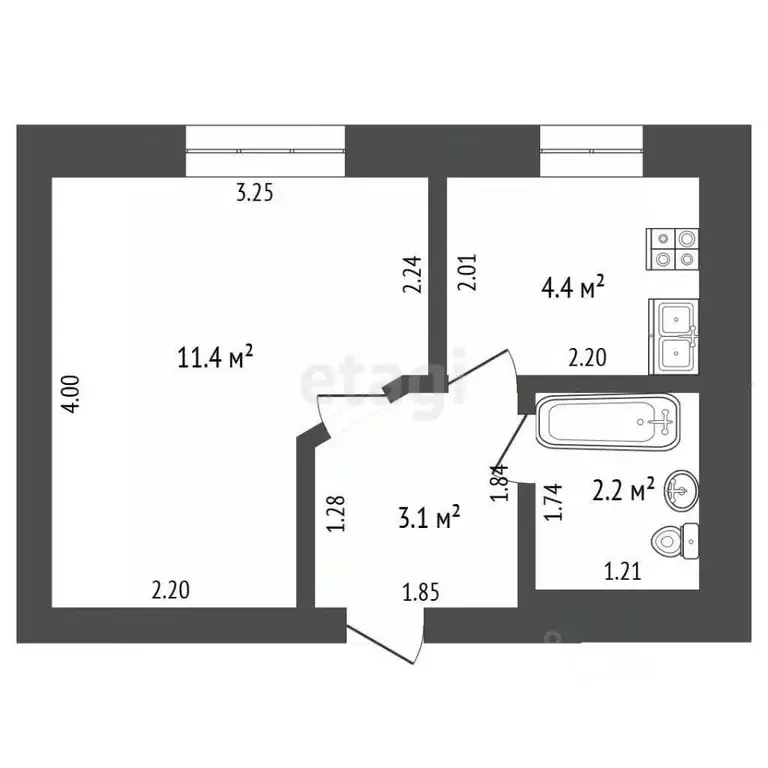 1-к кв. Севастополь ул. Флагманская, 6 (21.1 м) - Фото 2