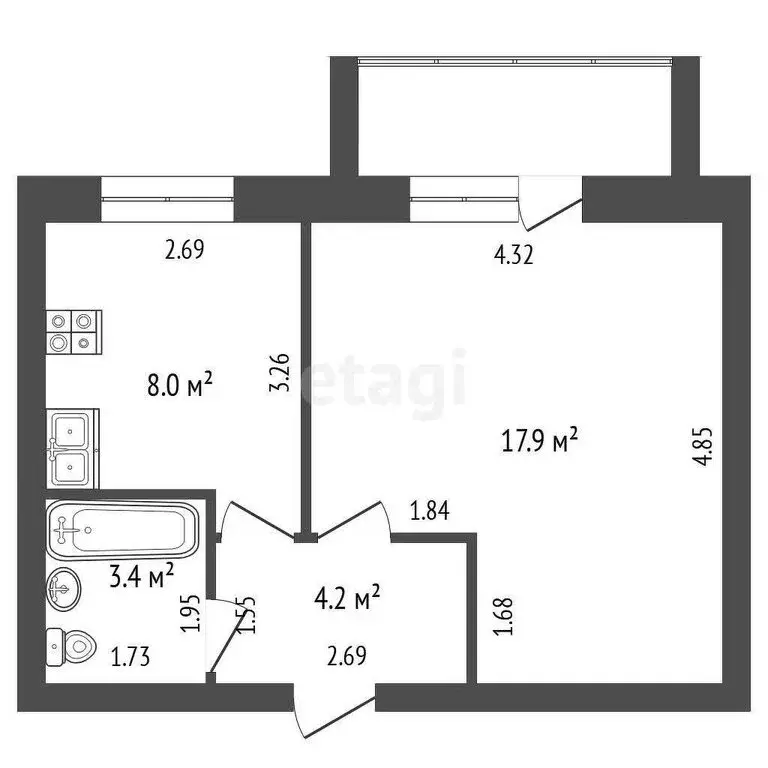 1-комнатная квартира: Котлас, проспект Мира, 46 (33.5 м) - Фото 0