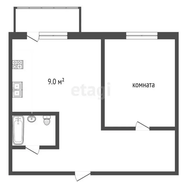 1-комнатная квартира: Клин, Профсоюзная улица, 15 (37.2 м) - Фото 0