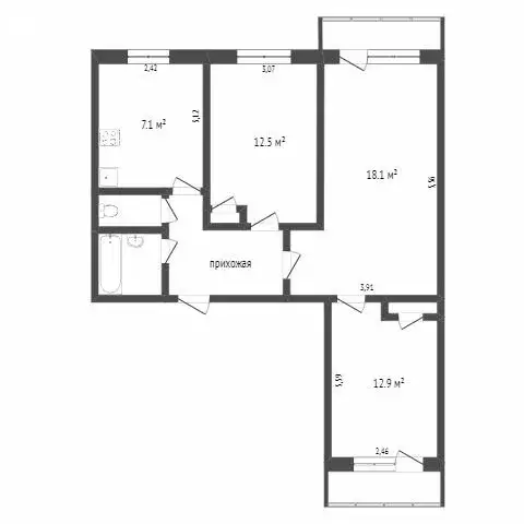 3-комнатная квартира: Новосибирск, Полтавская улица, 43 (86 м) - Фото 1