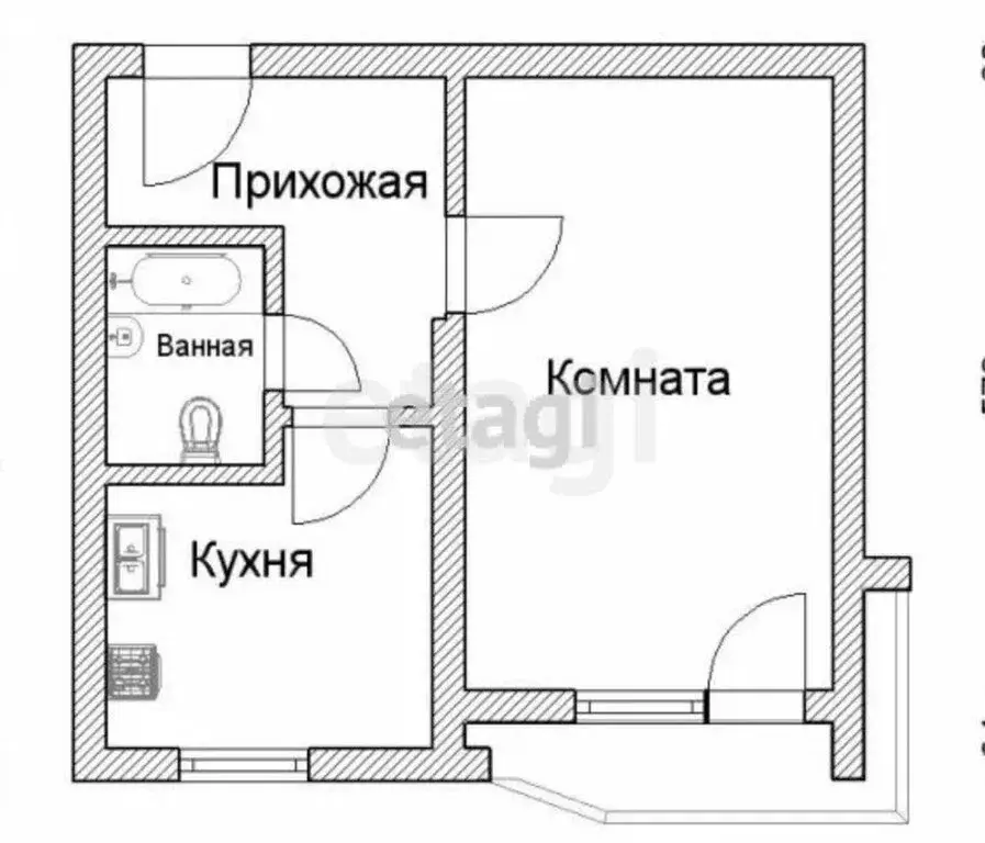 1-комнатная квартира: Ишимбай, улица Гагарина, 65Б (32.9 м) - Фото 1