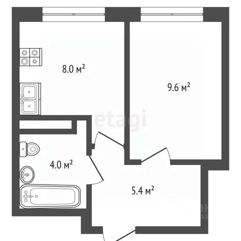 1-к кв. Ростовская область, Аксай ул. Строителей, 8 (28.0 м) - Фото 1